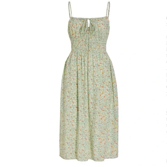 RAILS Green Floral Midi Dress Octavia Ditsy Crepe Strappy Size Small - Picture 5 of 11